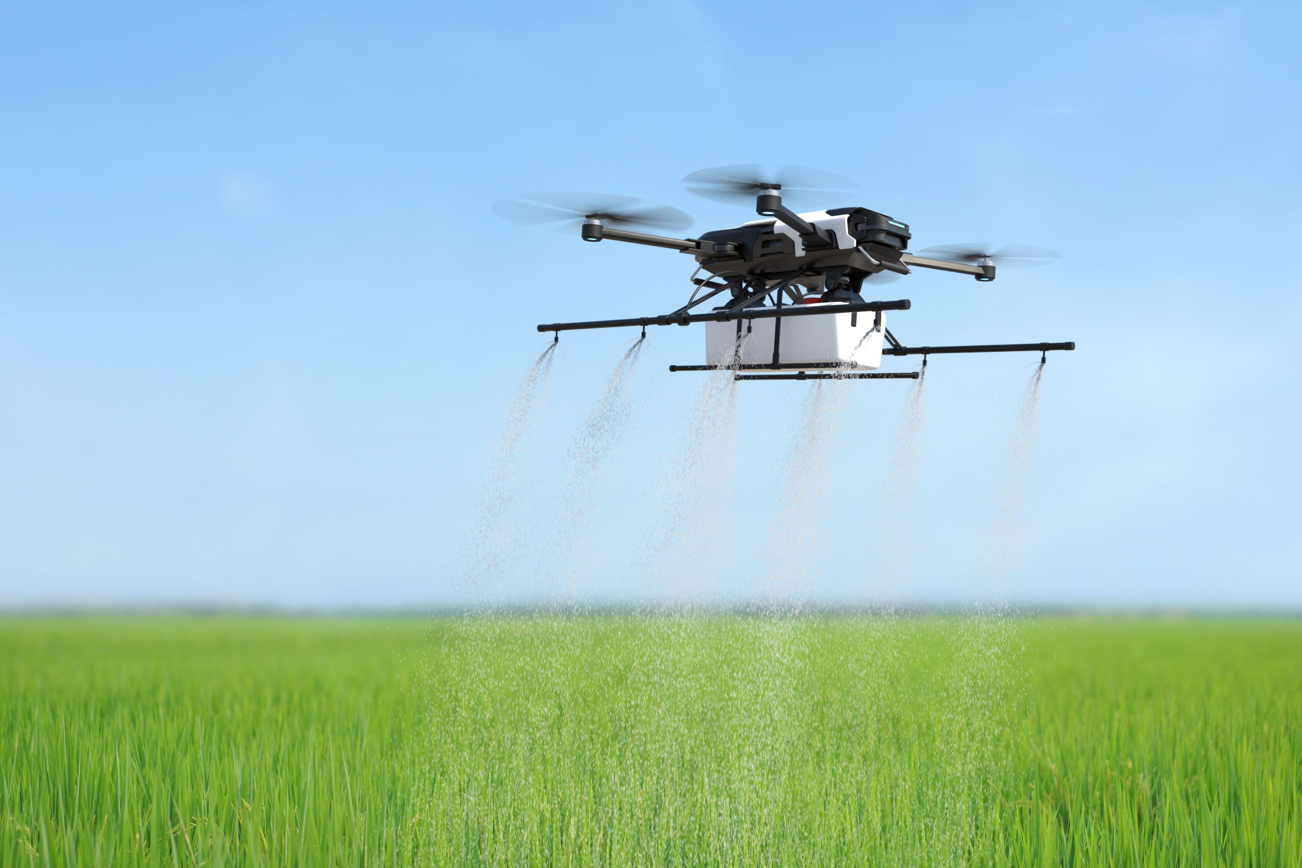 drone spraying fertilizer vegetable green plants agriculture technology farm automation 1 scaled